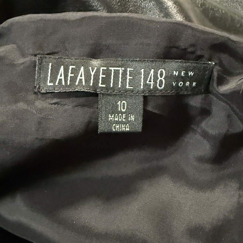 Lafayette 148 New York Lambskin Leather Black Studded Pencil Skirt- New With Tag - Picture 6 of 8